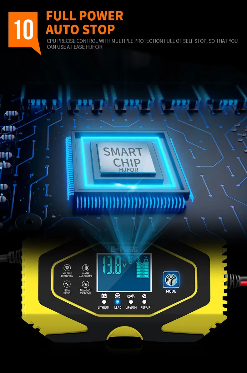 12V 24V Automatic Smart Battery Charger 3-stage Smart Battery Charger