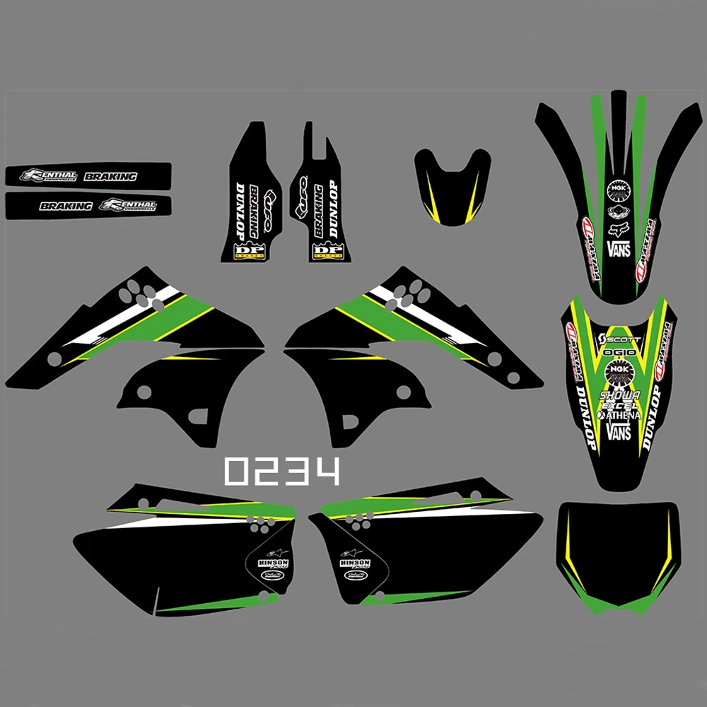 

For KAWASAKI KXF250 2006 2007 2008 Graphics Decals Stickers Custom Number Name 3M Full Motorcycle Backgrounds Accessories