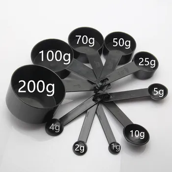 

10pcs Black Color Measuring Cups and Measuring Spoon Scoop Silicone Handle Kitchen Measuring Tool FreeShipping