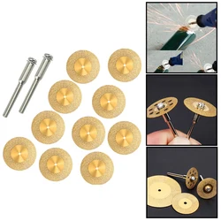 Disques de coupe diamantés revêtus, outils rotatifs, roue en titane avec mandrin, 10 pièces 