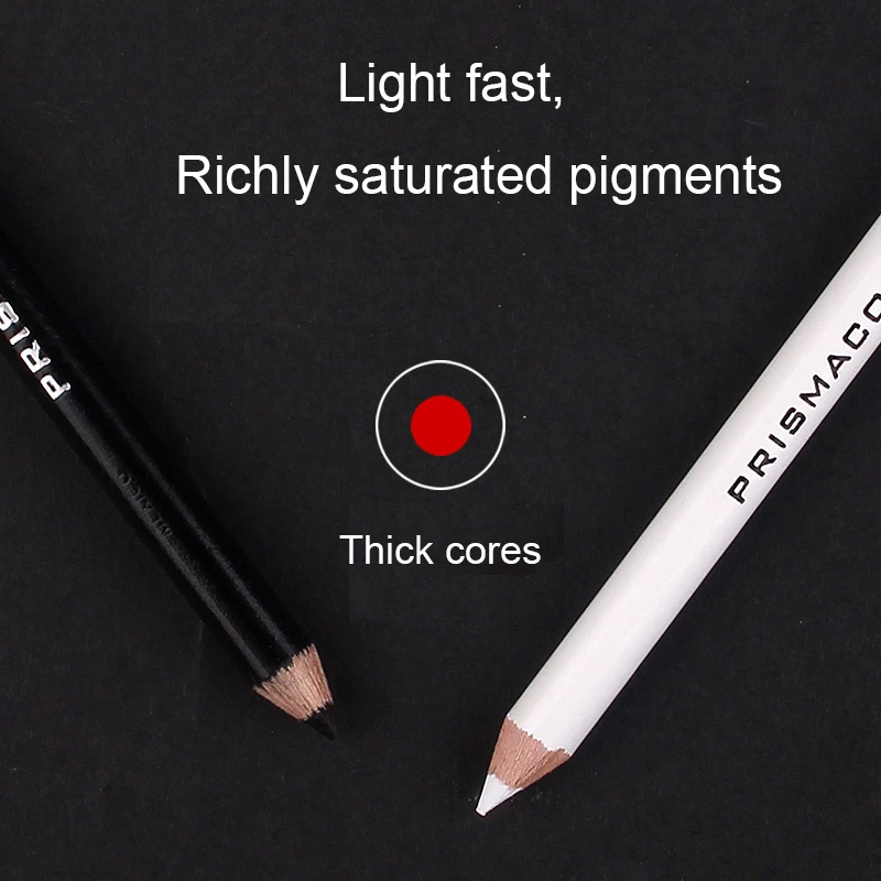 1/2pc Prismacolor Colored Pencil Black White Skin Colors Professional Highlight Sketch pencils Graphite Artist Drawing Blending - Image 2