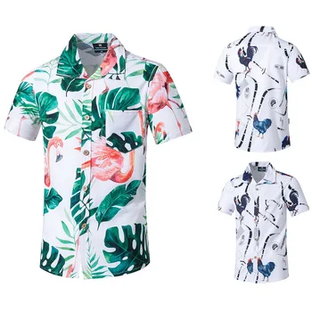 

2020 Mens Beach Shirts Casual Men Summer Fashion Hawaiian Shirts Loose Short Sleeve Turn Down Collar Caimcias Men Tops Beachwear