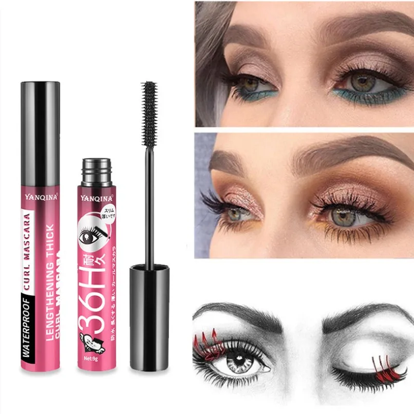 

Black Mascara Eyelashes Makeup 4D Silky Eyelashes Lengthening Eye Cosmetics Makeup Waterproof Mascara Volume YH2181