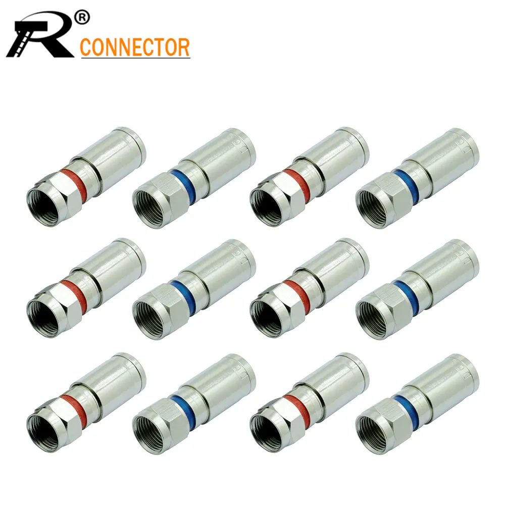 12pcs/lot Copper RG6/RG59 Weatherproof F Compression Connector RF