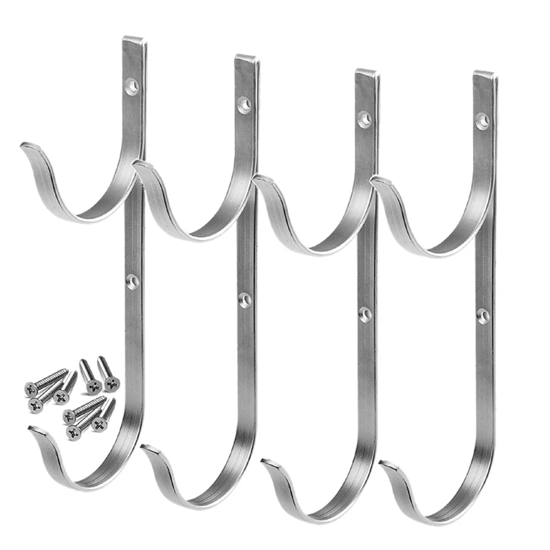 

Pool Pole Hanger Premium 4Pc Aluminium Holder Set, Hooks for Telescopic Poles, Skimmers, Leaf Rakes, Nets, Brushes, Vacuum Hose,