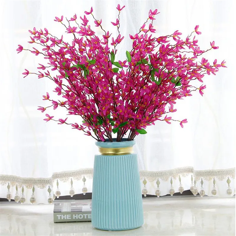 Искусственный зимний жасмин(7 стеблей/Букет) 23,6" длина имитация Jasminum Nudiflorum для дома Свадебные Декоративные искусственные цветы