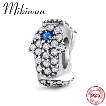 

Authentic 925 Sterling Silver Clear Zircon Hand of Fatima Spacer Stopper Charm Beads for Jewelry Making fit Mikiwuu Bracelet DIY