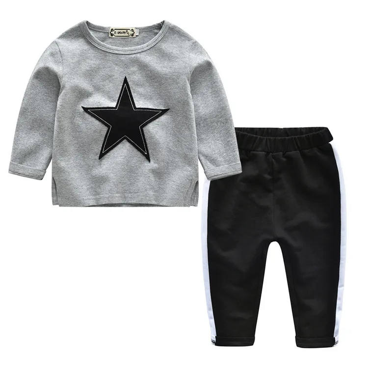 

Childrenswear Spring Children Casual CHILDREN'S Suit Knitted Mixed Colors Abstract Trousers Long Sleeve Two-Piece Set BOY'S Suit