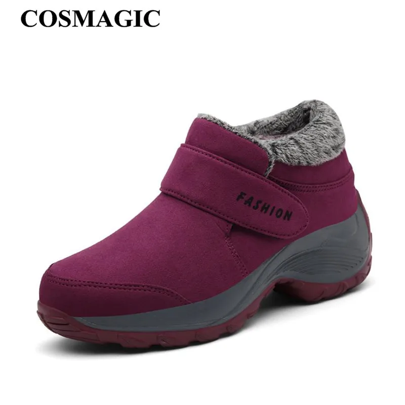 

COSMAGIC 2019 New Winter Women Non-slip Trekking Warm Sneaker Hiking Platform Ankle Snow Boot Fur Plush Inside Casual Shoe