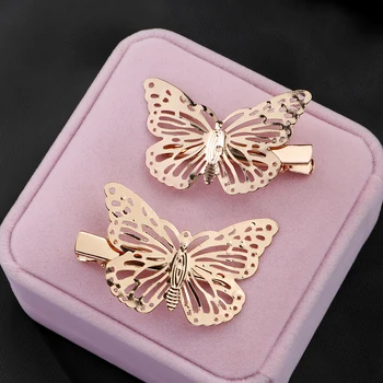 

2PCS Vintage Hair Clips Metal Butterfly Hairpins Gold Bridal Headpiece Bobby Pins Headdress Jewelry Styling Accessories Tools