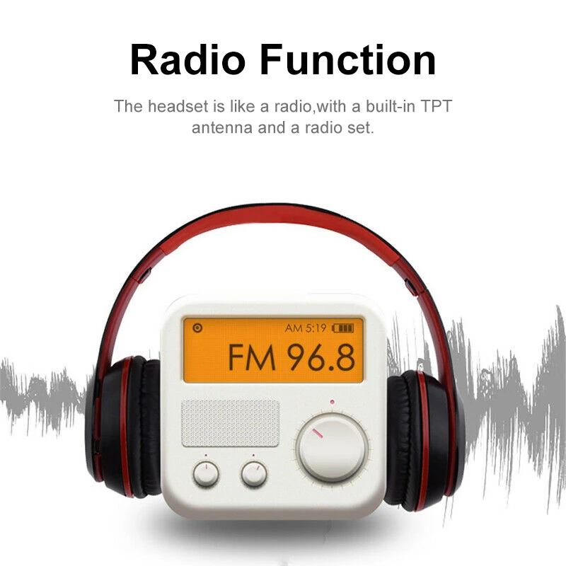 Bluetooth 5 0 Wireless Headphone With Mic Stereo Foldable Cassette MP3 Player Headset Support Card 3 5mm Jack Hands free