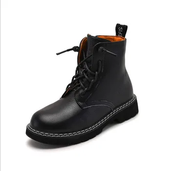

Hot 2019 Autumn&Winter New Boys and Girls Snow Boots Baby Boys Genuine Leather Boots Kids Boys Fashion England Children's Shoes