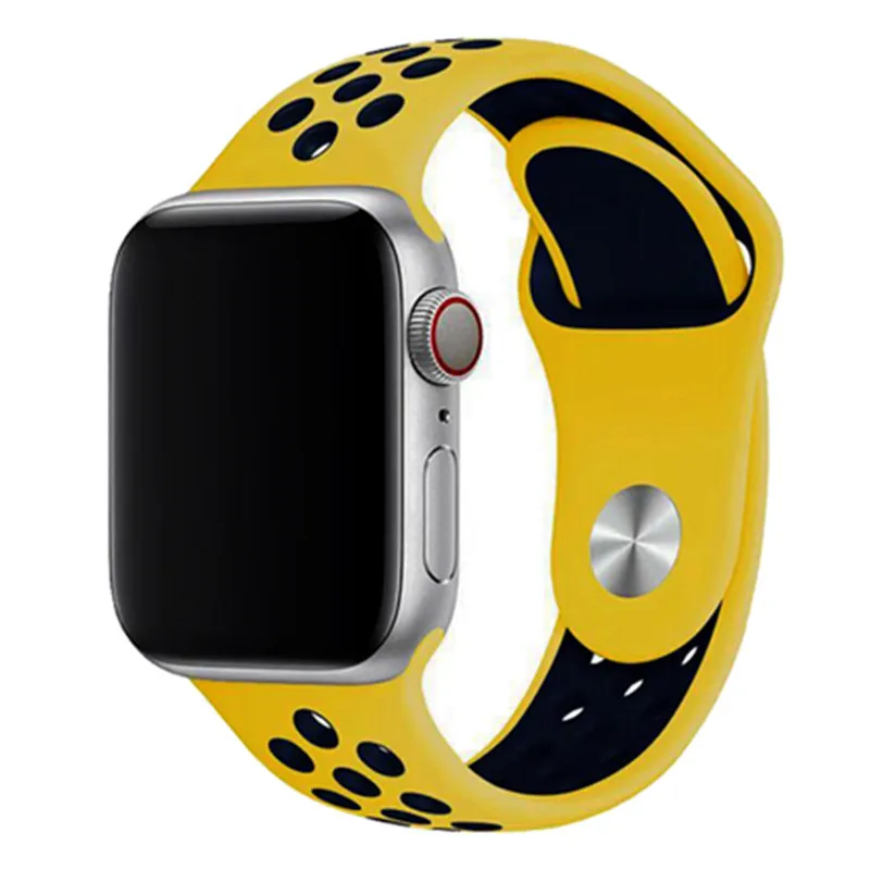 yellow deep blue Спортивный ремешок для apple watch band 44 мм/40 мм apple watch 5 4 3 band iwatch band 5 42 мм/38 мм correa браслет ремень аксессуары для часов - Цвет ремешка: yellow deep blue
