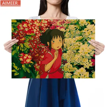 

AIMEER Spirited Away B character ogino chihiro retro kraft paper poster cafe bar decoration painting
