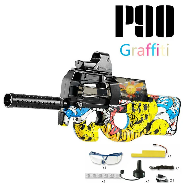 Graffiti P90 электрическое игрушечное ружье водяные пули пистолет Live CS штурмовой Снайпер оружие на открытом воздухе Пистолеты игрушки lepin - Цвет: Graffiti