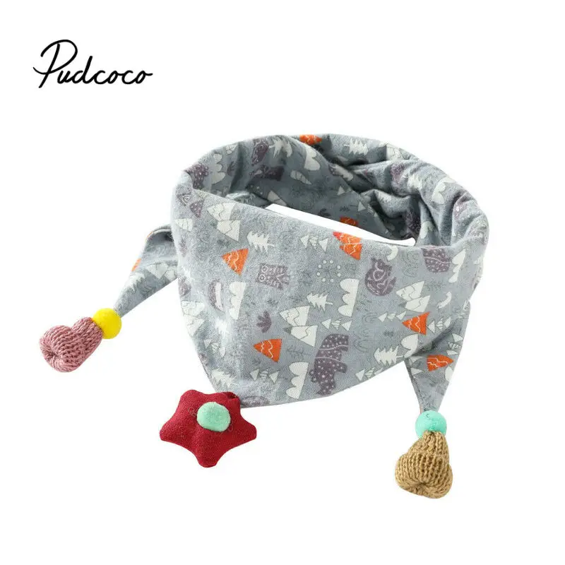 Fashion Scarf For Girls Boy Shawls Animal Print Triangle Bandana Luxury Handkerchief Princess Winter Warm Tassel Design | Детская одежда