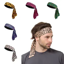 Leopard Print print Tennis Headband Unisex Outdoor Sports Fishing Running Head Bands Yoga Workout Fitness Compression Sweatbands