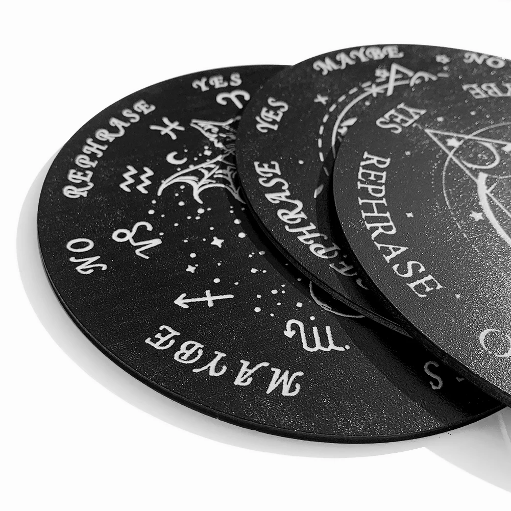 1PC Wooden Tarot Divination Pendulum Board Metaphysical Altar Star Crescent Message Carven Slice Base Coasters Wall Sign Decor