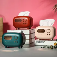 Retro Radio Model Tissue Box Desktop Paper Holder Vintage Dispenser Storage Napkin Case Organizer Wet Wipes Decoration Box 2