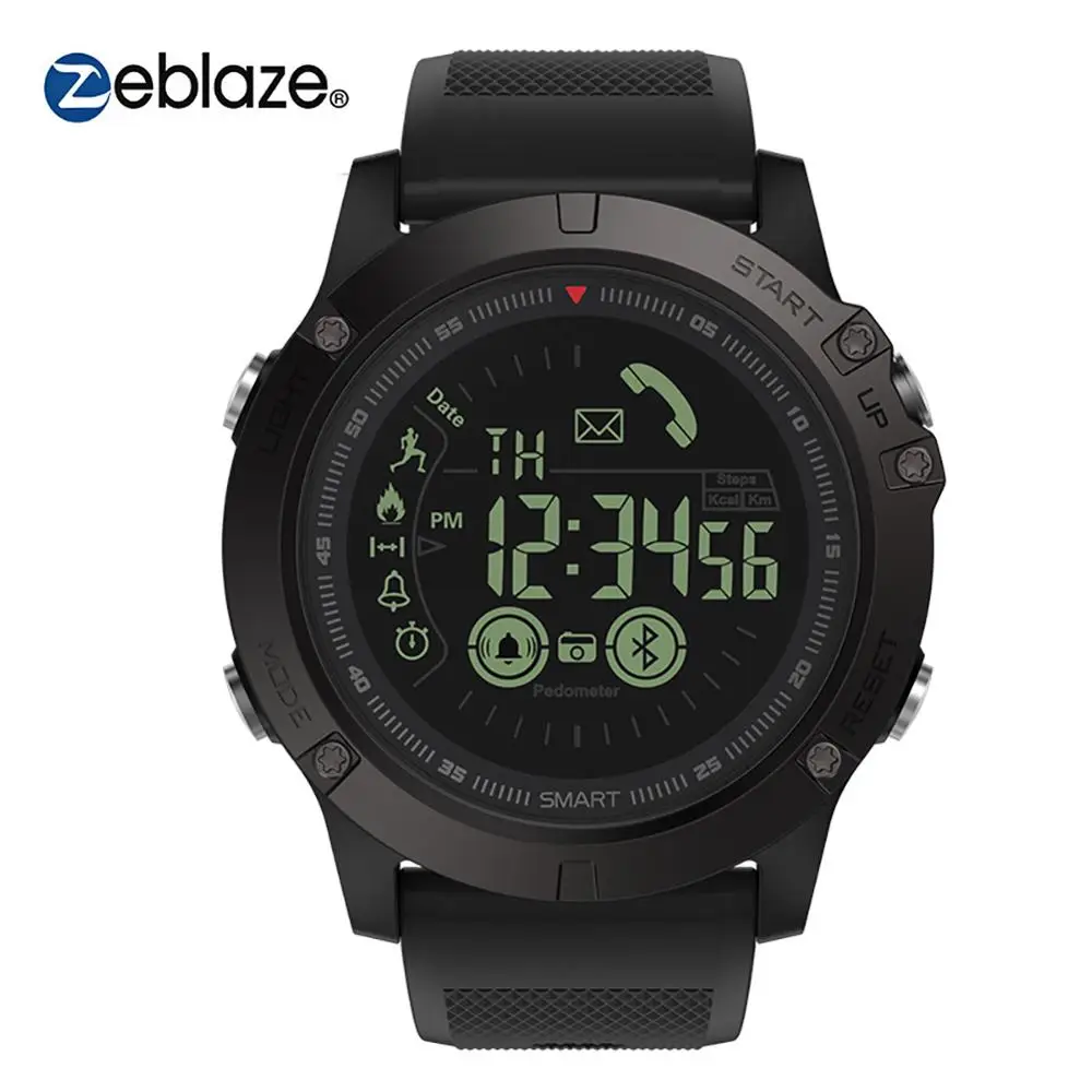black Модные Zeblaze VIBE 3 флагманские прочные Смарт-часы 33 месяца в режиме ожидания 24 ч для мониторинга всех погодных условий Смарт-часы для IOS Android - Цвет: black