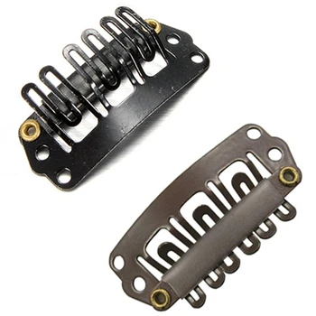 

40Pcs U-Shaped Clamp for Hair Extensions Wig Clips DIY Comb Black Frame & 10Pcs Brown Snap Clips U-Shape Metal Clips