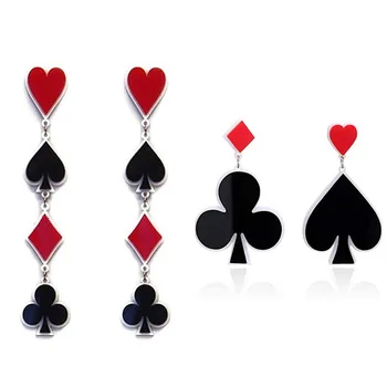 

2020 Oorbellen Drop Earring Playing Cards Aretes De Mujer Dangle Earrings For Women Pendientes Heart Poker Long Earrings Vintage