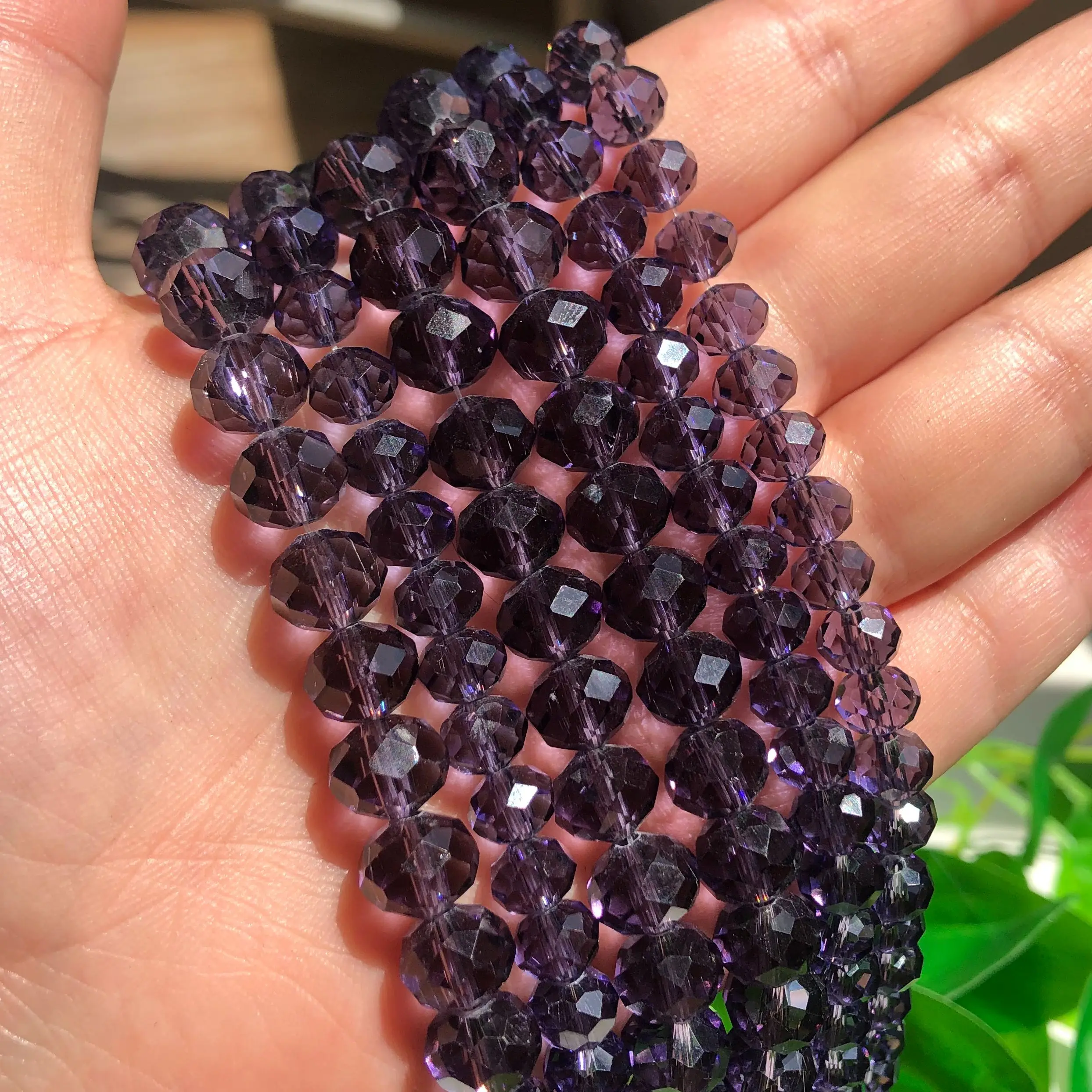 Wholesale Faceted Purple Crystal Glass Beads Rondelle Spacer Bead For Jewelry Making 4 6 8 10 12mm 15&quotInch DIY Bracelet Necklace |