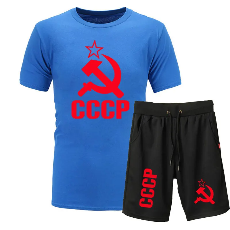 Бренд 2 шт мужские футболки+ шорты летние хлопковые футболки с коротким рукавом и принтом повседневные футболки мужские футболки Homme M-XXL - Цвет: 10