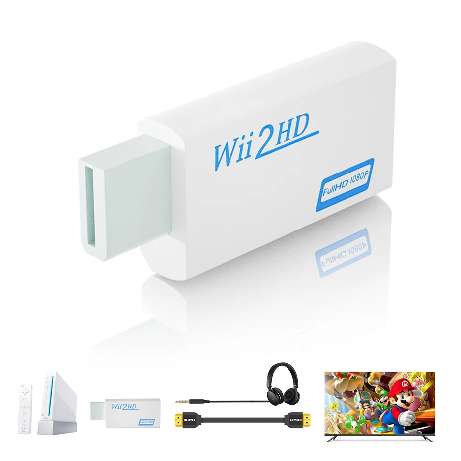 Adaptateur De Convertisseur Wii Vers Hdmi Avec Câble Audio De 3.5mm,  Adaptateur Pour Wii Vers Moniteur Hdtv - Hdmi Câbles - AliExpress