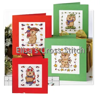 

CD224 18ct DIY Greeting Card Art Popular Full Set CrossStitch Greeting Card Birthday Christmas Gift Beauty wine Bear