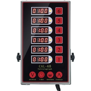 

US Plug, 6 Channel Commercial Timer Cooking Timer Loud Adjustable Alarm Reminder Clear LED Display Restaurant Home Kitchen Stain