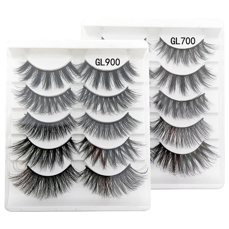 

5 Pairs Multipack Mink Hair False Eyelashes Wispy Fluffy Long Makeup 3D Natural False Eye Lashes for Beauty Eyelash Extension