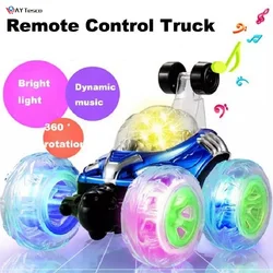 Voiture de cascade rotative et télécommandée pour enfants, jouet avec Flash coloré et musique, cadeau idéal, 360 
