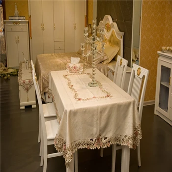

European Polyester Home Party Banquet Tablecloth Waterproof Oilproof White Table Cloth Hollow Out Table Cover Tapete Mantel Mesa