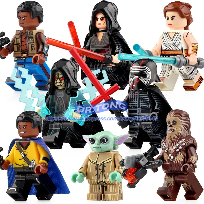 

50PCS Starswars Yoda Rey Finn Lando Palpatine Kylo Darth Vader Mandalorian Action Figures Building Blocks Kids Toys WM6081