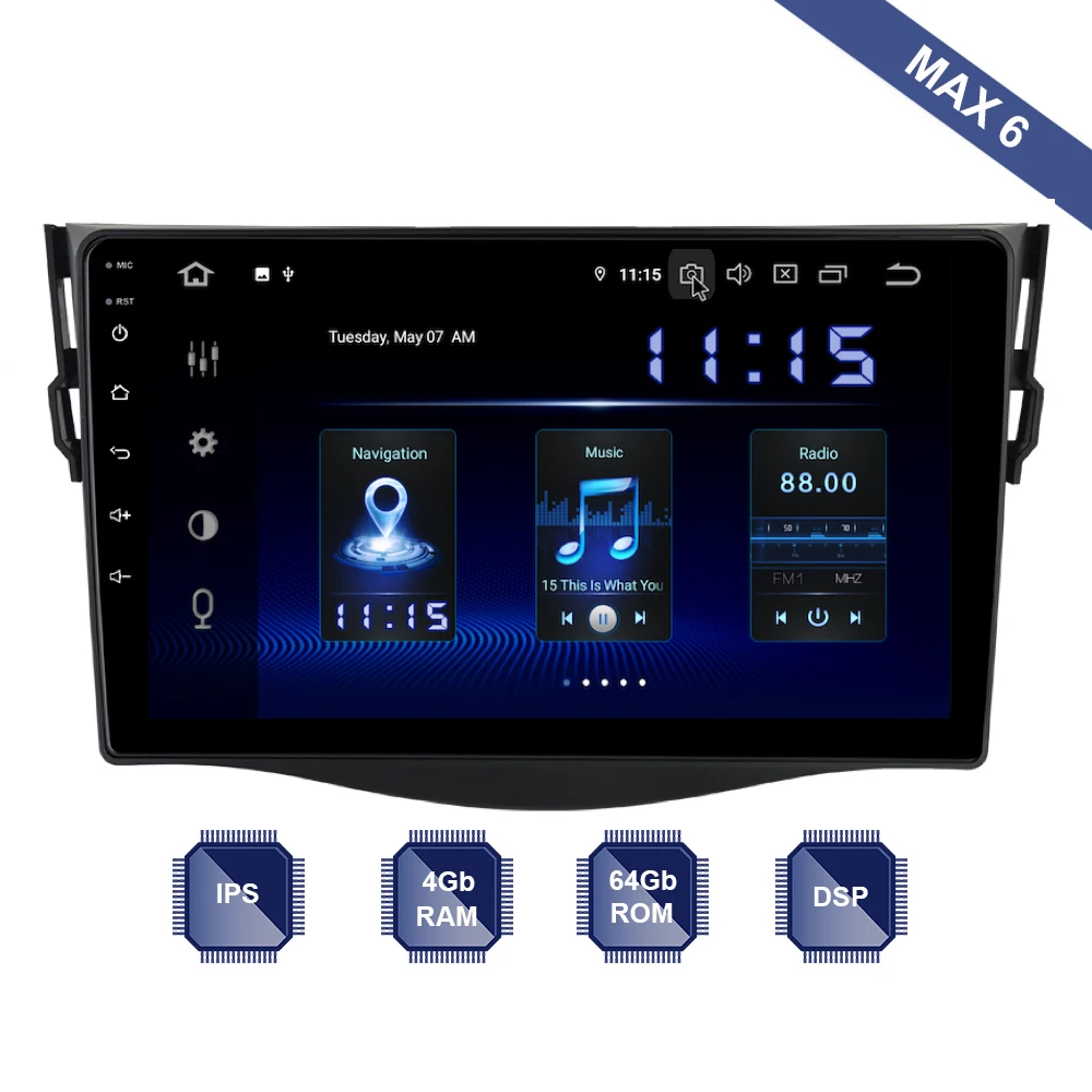 

Android 9.0 Car Radio 2 Din GPS Navi for Toyota RAV4 2009 2010 2011 2012 PX6 DSP 2.5D IPS Screen 4Gb+64Gb HDMI RDS WIFI SWC RDS