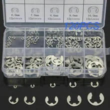 

120PCS E Clips Kit Stainless Steel Retaining Ring Assorted M1.5 - M10mm Washer Snap Ring For Shaft Fastener Tools