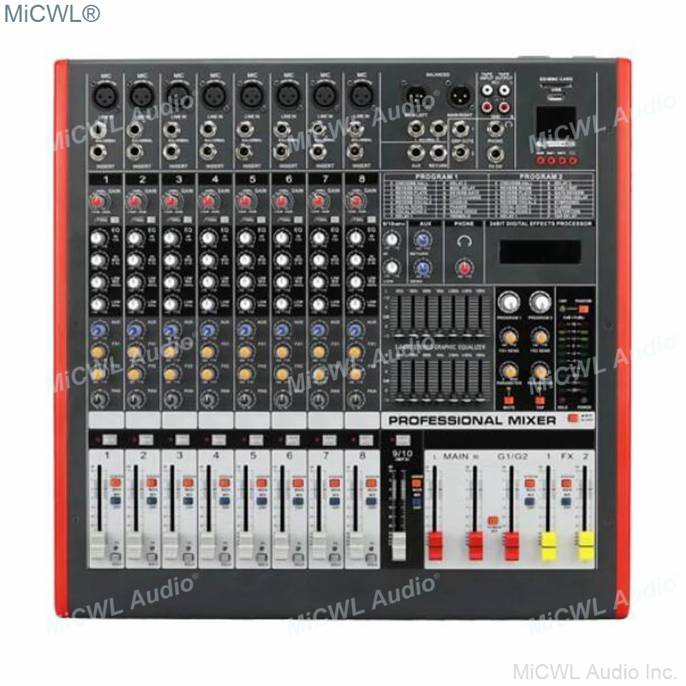 US $306.24 MiCWL Audio Mixer Two Group Mixing Console Music Recording DSP Phantom Power USB Monitor MP3 7 Brand EQ Effect 8 Channel