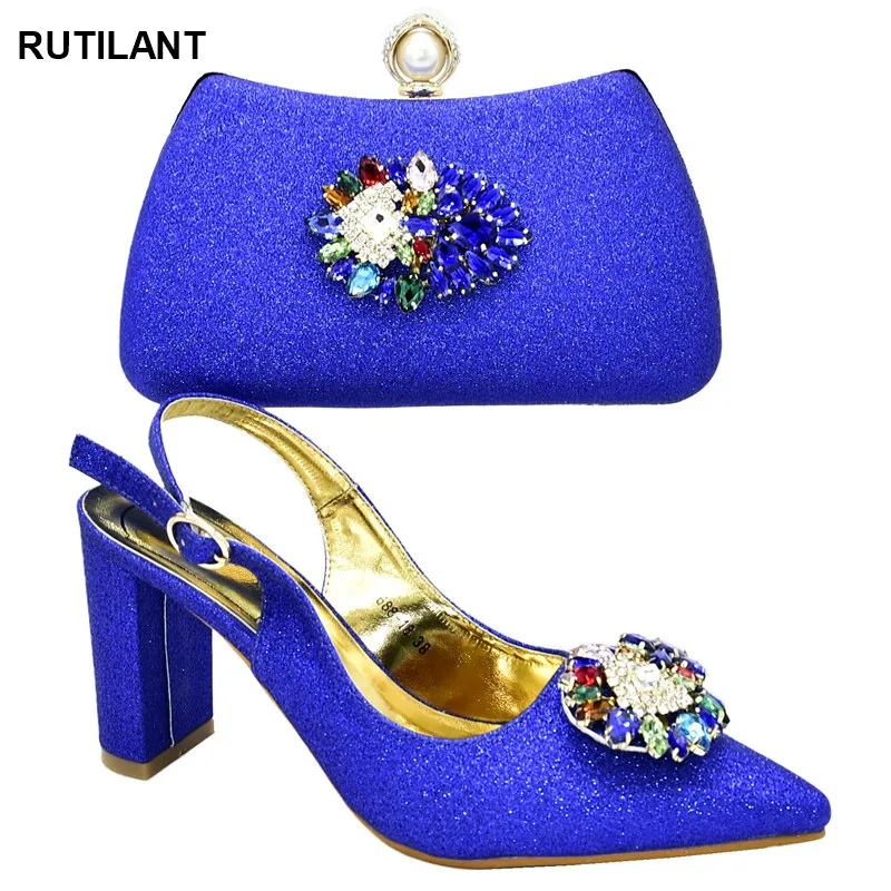 

New Italian Shoes with Matching Bags Nigerian Shoes and Matching Bags Decorated with Appliques Designer Luxury Shoes Women 2019