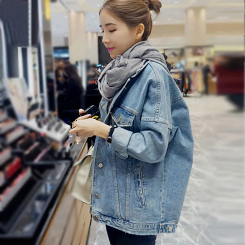 price reduction  Women Denim Jacket Loose Casual Basic Outerwear Jeans Coats and Jackets Women Clothes Turn-down Col
