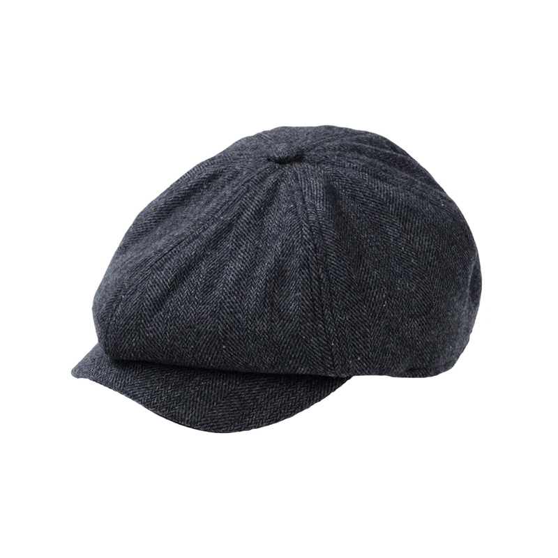 Newsboy Гэтсби, мужские береты, шапка, осень, новинка, винтажная, елочка, восьмиугольная шапка, Wo, мужская, повседневная, тыква, шляпа, гольф, плоский берет, шапки, подарки - Цвет: Черный