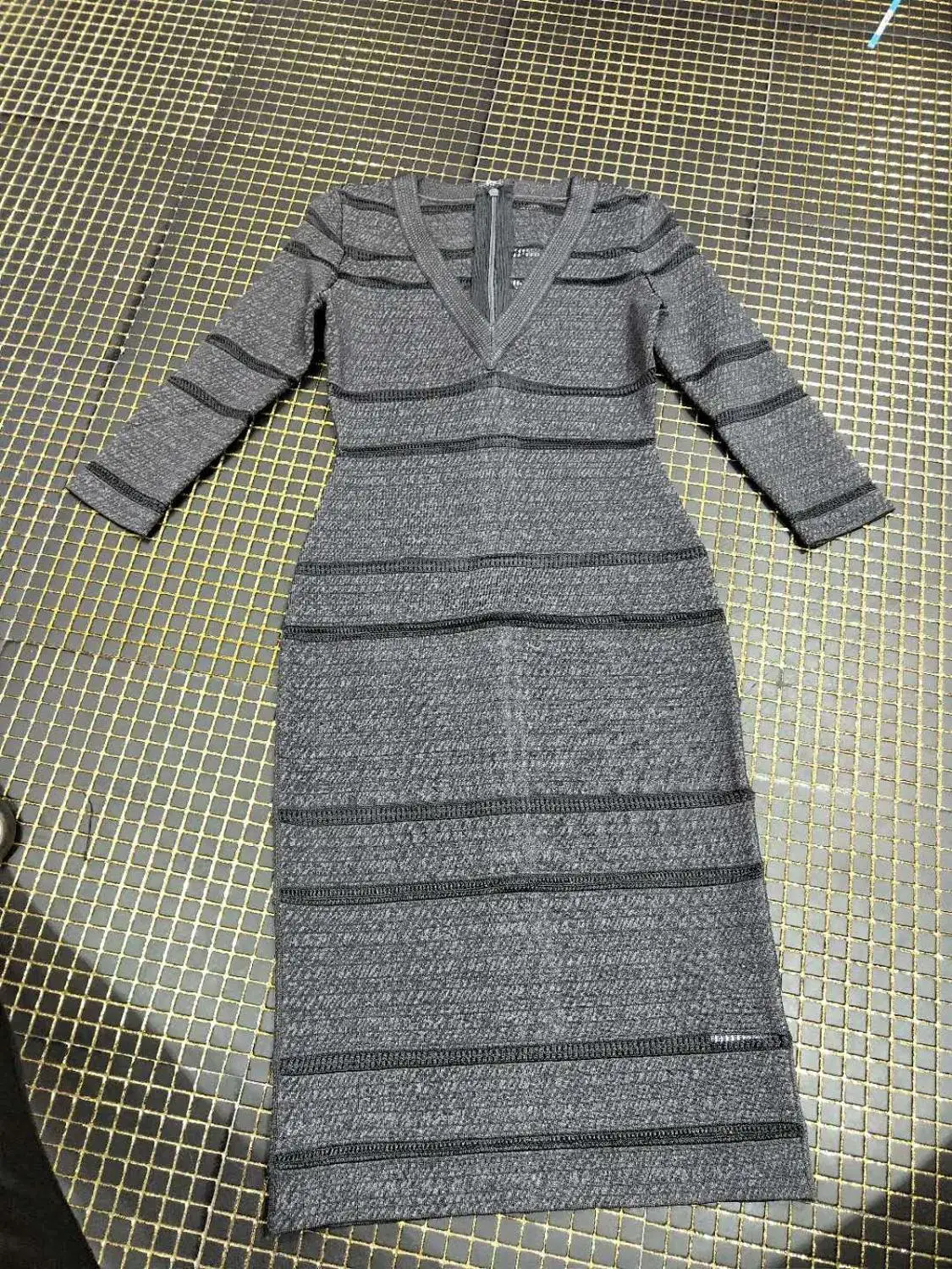 New Women grey v neck long sleeve Celebrity evening party bodycon bandage dresses wholesale