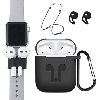 

Silicone Case For Airpods Accessories Cover Earphones Pouch Anti Lost Strap Holder Eartips Carabiner Buckle Pack of 5