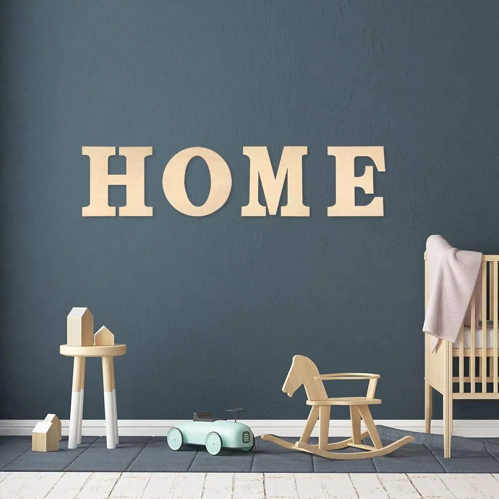 12 inch Wooden English Alphabet Letters Blank Wood Board, Wood Letters for Home Walls Decor, Party, DIY Art Craft Projects (5)
