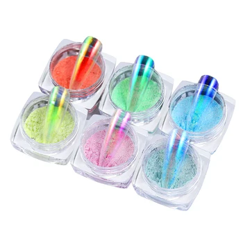 

6 Colors Nail Glitter Sequins, Nail Art Tips Acrylic Nail Sparkle Glitter Powder Nail Art Decoration