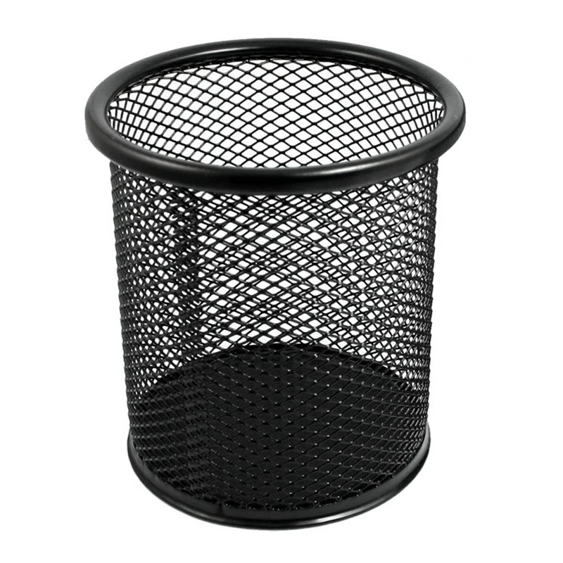 

2 Pcs Mesh Rectangle Cylinder Stationery Holder Box Container Black