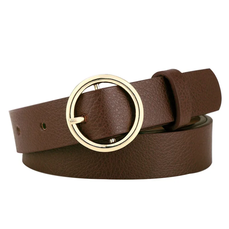 Style2 Coffee Fashio металлическая позолоченная цепь гладкая Пряжка Широкий Пояс для женщин черный качество Pu ремень для платья джинсы женские пояс с пряжкой - Цвет: Style2 Coffee