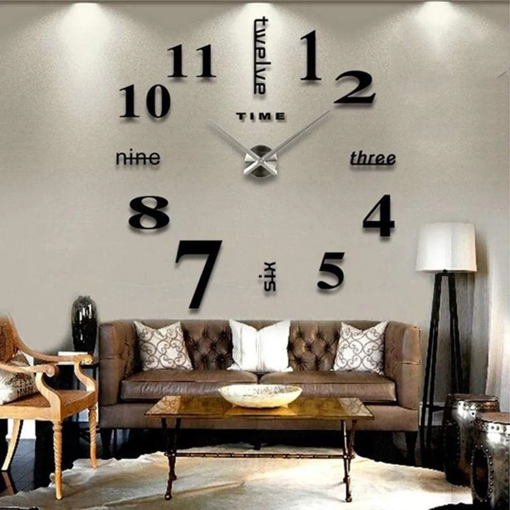 Frameless DIY Wall Mute Clock 3D Mirror Surface Sticker Home Office Decor Stickers Living Room Bathroom Decoration#w | Дом и сад