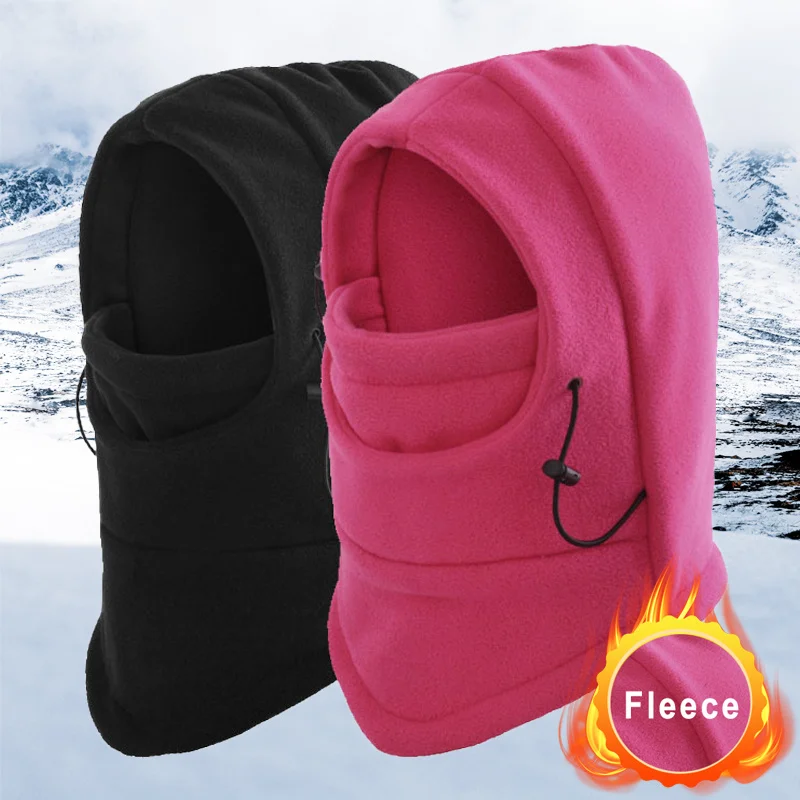 Winter Warm Caps Men Polar Fleece Thermal Balaclava Hat Women Outdoor Windproof Cycling Mask Cap Hood Neck Warmer Hiking Scarves | Спорт и