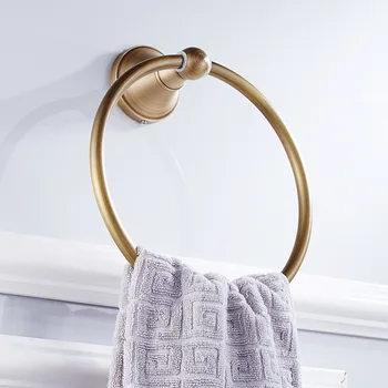

Vintage Towel Holder Towel Hanger Round Gold Ring Wall Mount Brass Holders Hand Towel Brushed Support For Bathroom Wc
